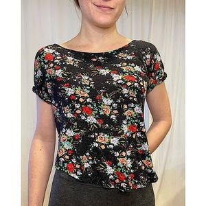 Kirra Floral Black Top with cute back
